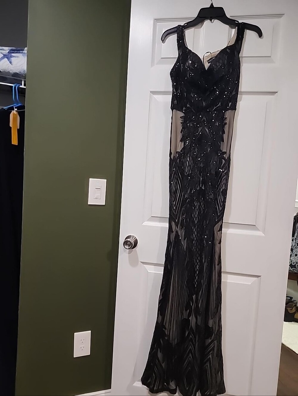Fashion Nova Black Sheer Sequin Evening Gown